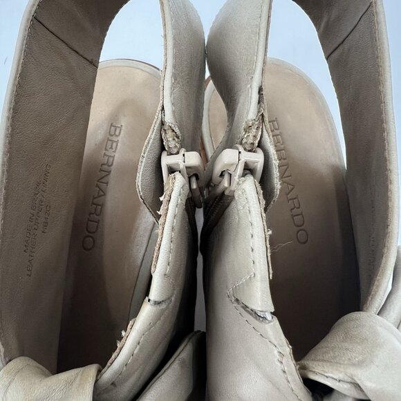 Bernardo Nude Tan Leather Luna Bootie Size 10 Open Toe Modern Minimalist - Picture 7 of 7